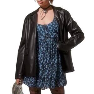 NWT Urban Outfitters Justine Lace Up Dress in Blue Floral Size XS